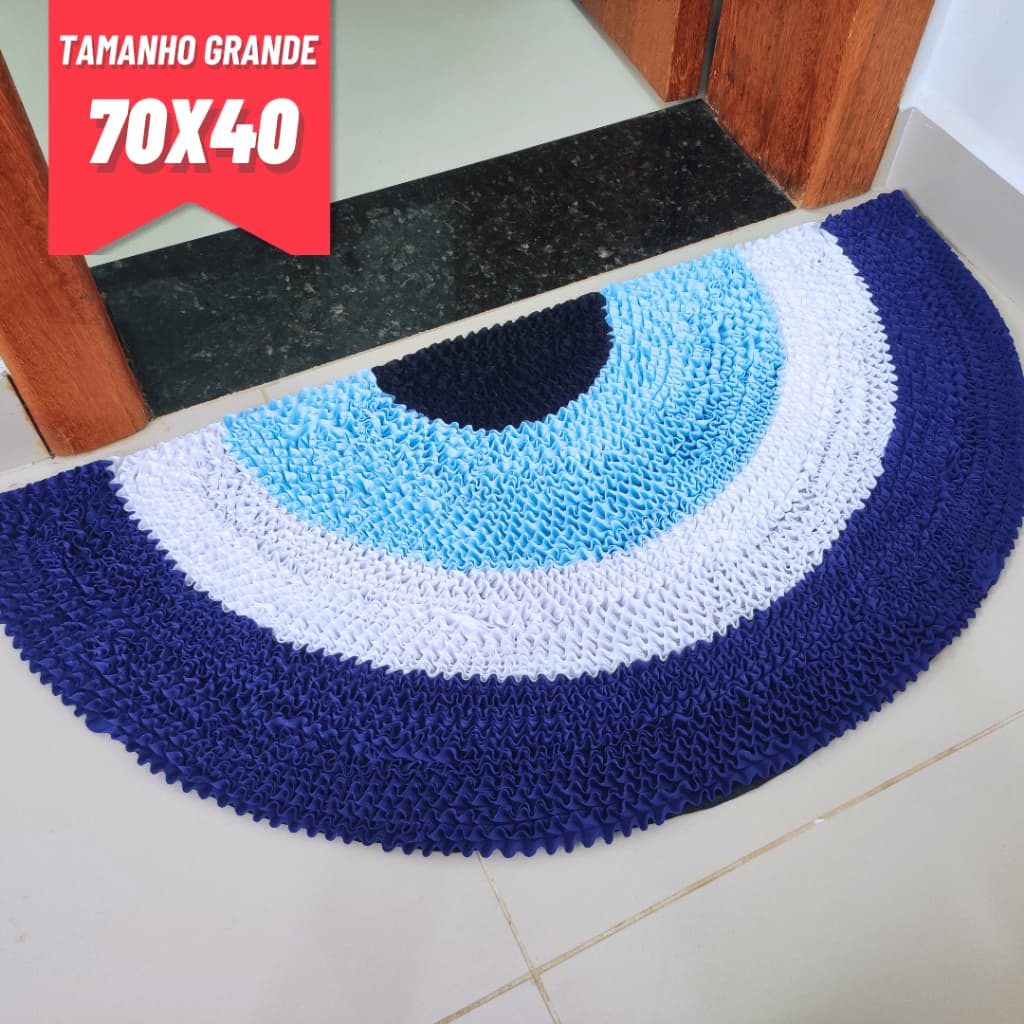 Tapete Porta Frufru Meia Lua Olho Grego Grande 70x40cm Malha