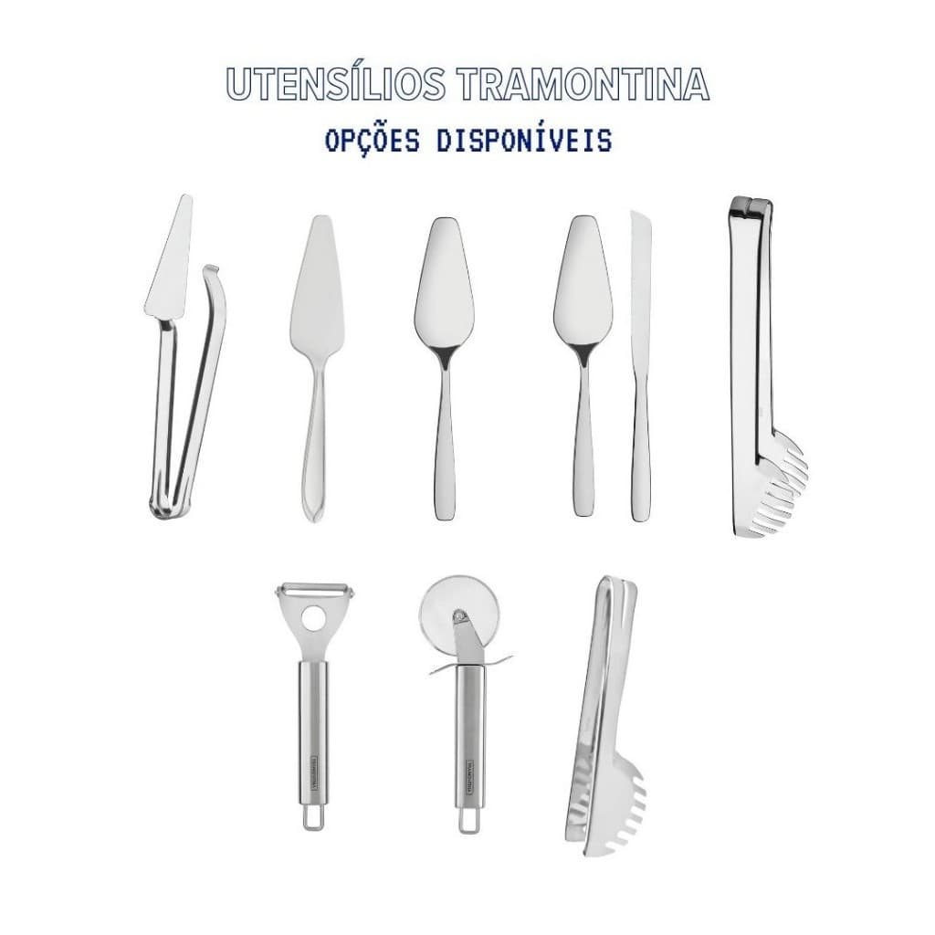 UTENSÍLIOS TRAMONTINA AÇO INOX VÁRIAS OPÇÕES - PÁ, DESCASCADOR, PEGADORES, CORTADOR