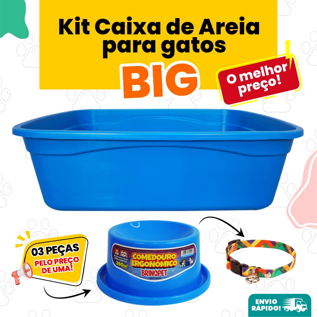 Caixa de Areia para gatos Super grande Kit 3 peças. Etrega Imediata.