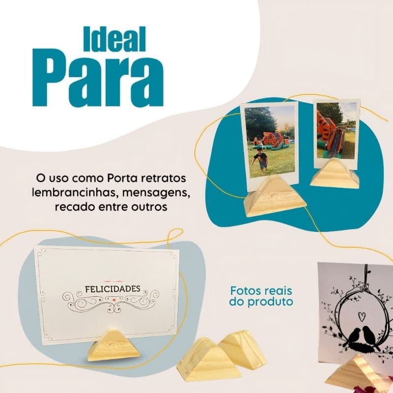 30 Mini Porta Retrato Com Base Apoio em Madeira Lembrancinha Decoração Festa Casamento para Foto Polaroide