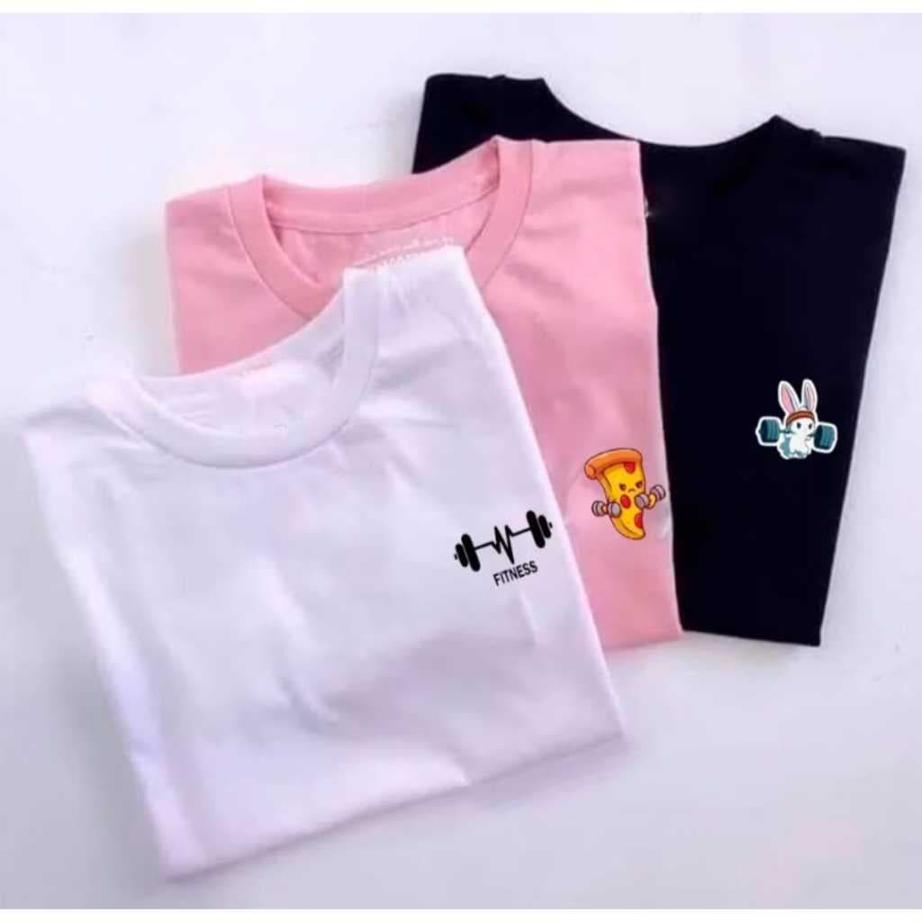 Kit 3 Camisetas Feminina Coelhinho Pizza Alteres  100% Algodão