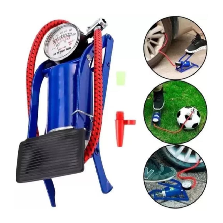 Bomba De Ar Com Pedal Tanque Alta Pressão Para Encher Pneus Bike Carro Bicicleta Bola Colchão