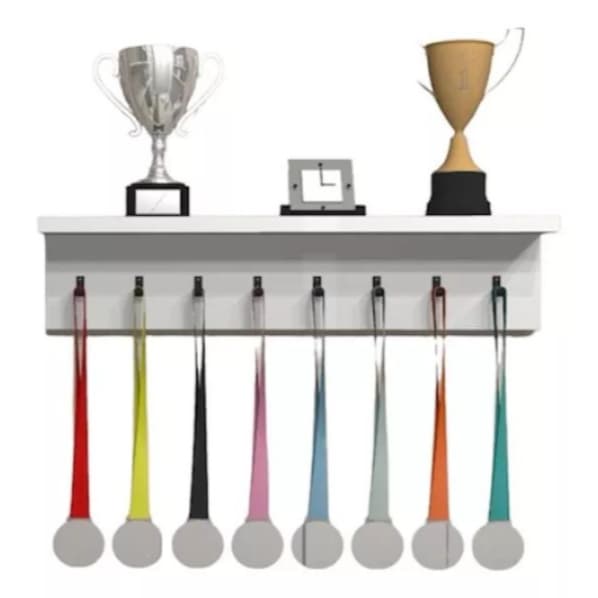 Porta Medalhas Prateleira Troféus Medalhas Corrida Conquista Prateleira Enfeite Mdf