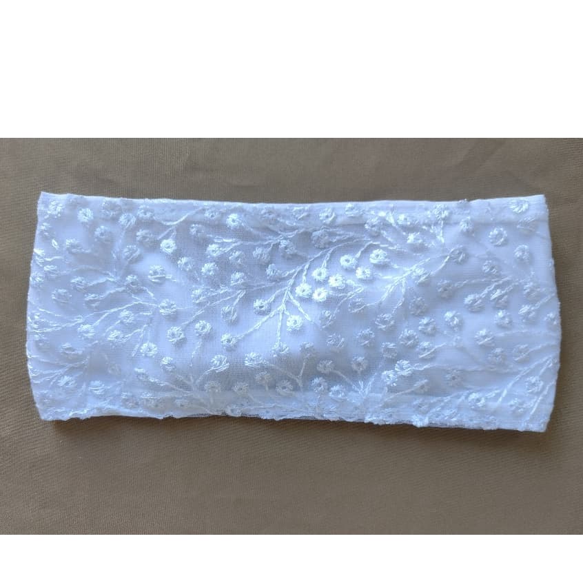 Faixa de Cabelo / Turbante / Headband Umbanda Candomblé Renda Branco Galhos