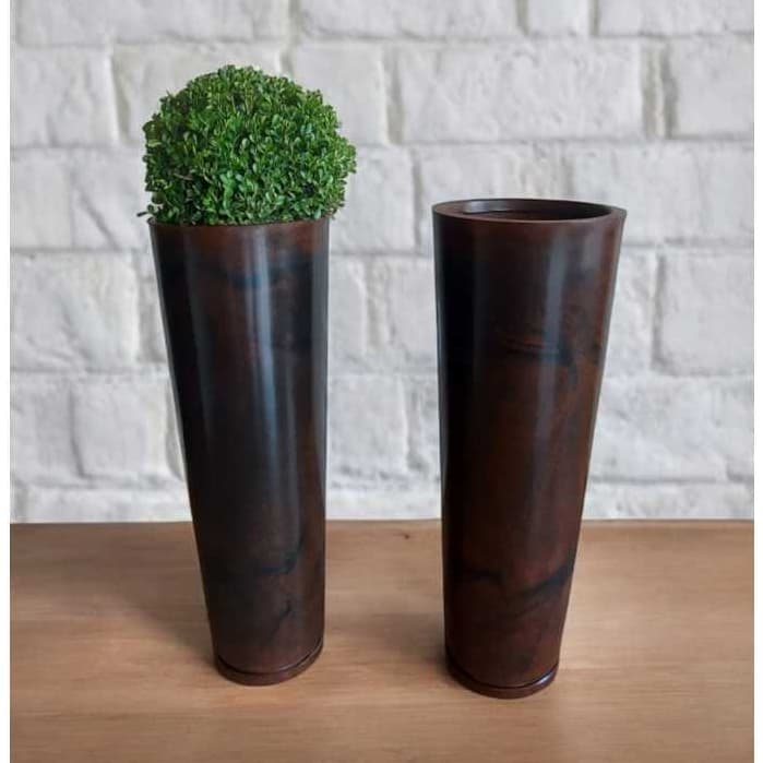 kit 2 Vasos Decorativos para plantas Marmorizado Ibiza Slim 70 cm Luxo com PRATO COLETOR