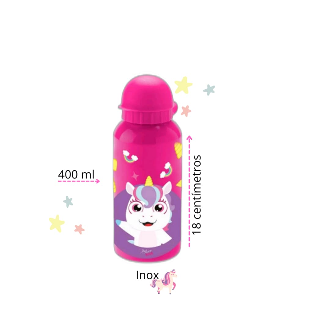Garrafa Unicórnio Rosa Alumínio Squeeze Inox Infantil Garrafinha Agua Suco