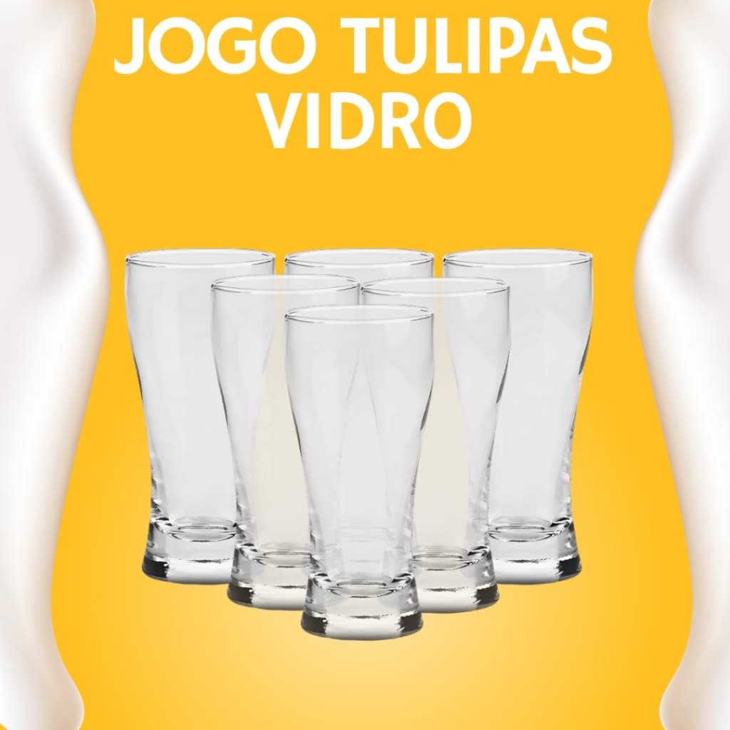 Jogo de Copos Tulipa Cerveja Chopp Lager 200ml Vidro Resistente