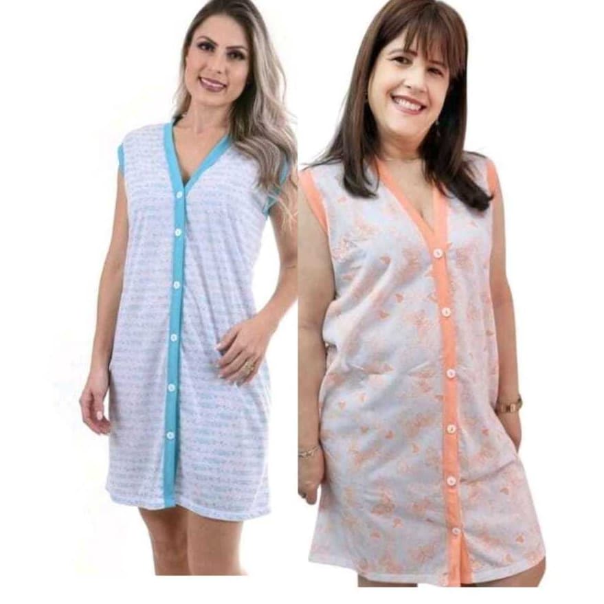 Camisola Regata Aberta Kit 2camisolas , pijamas cirúrgicos e amamentação