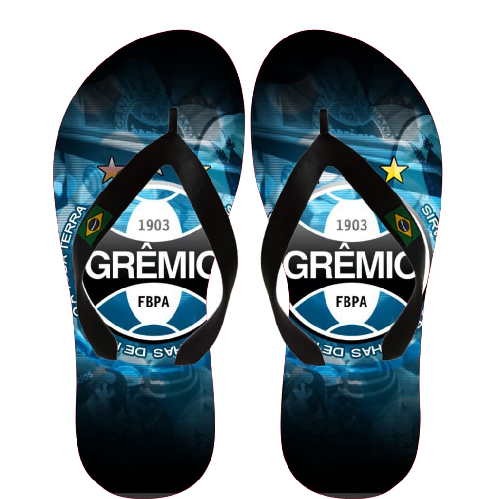 Chinelo masculino do Grêmio futebol time sandália azul Infantil e Adulto