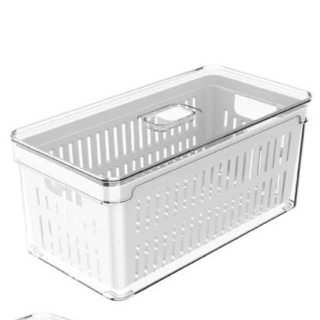 Organizador De Geladeira Clear Fresh 30x15x13 Com Cesto  - Natural