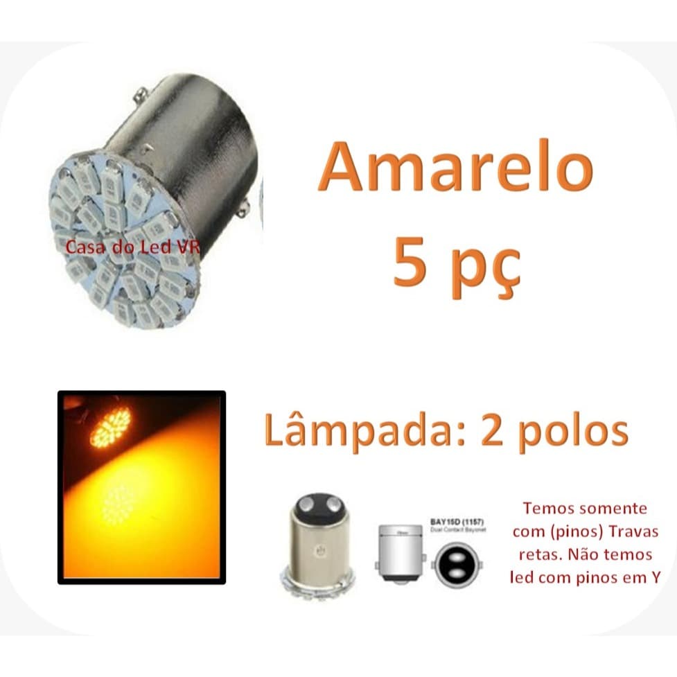 2-10 x Lâmpada LED Carro 2 polo 22 leds AMARELO P21w 1156 12v lampada pisca