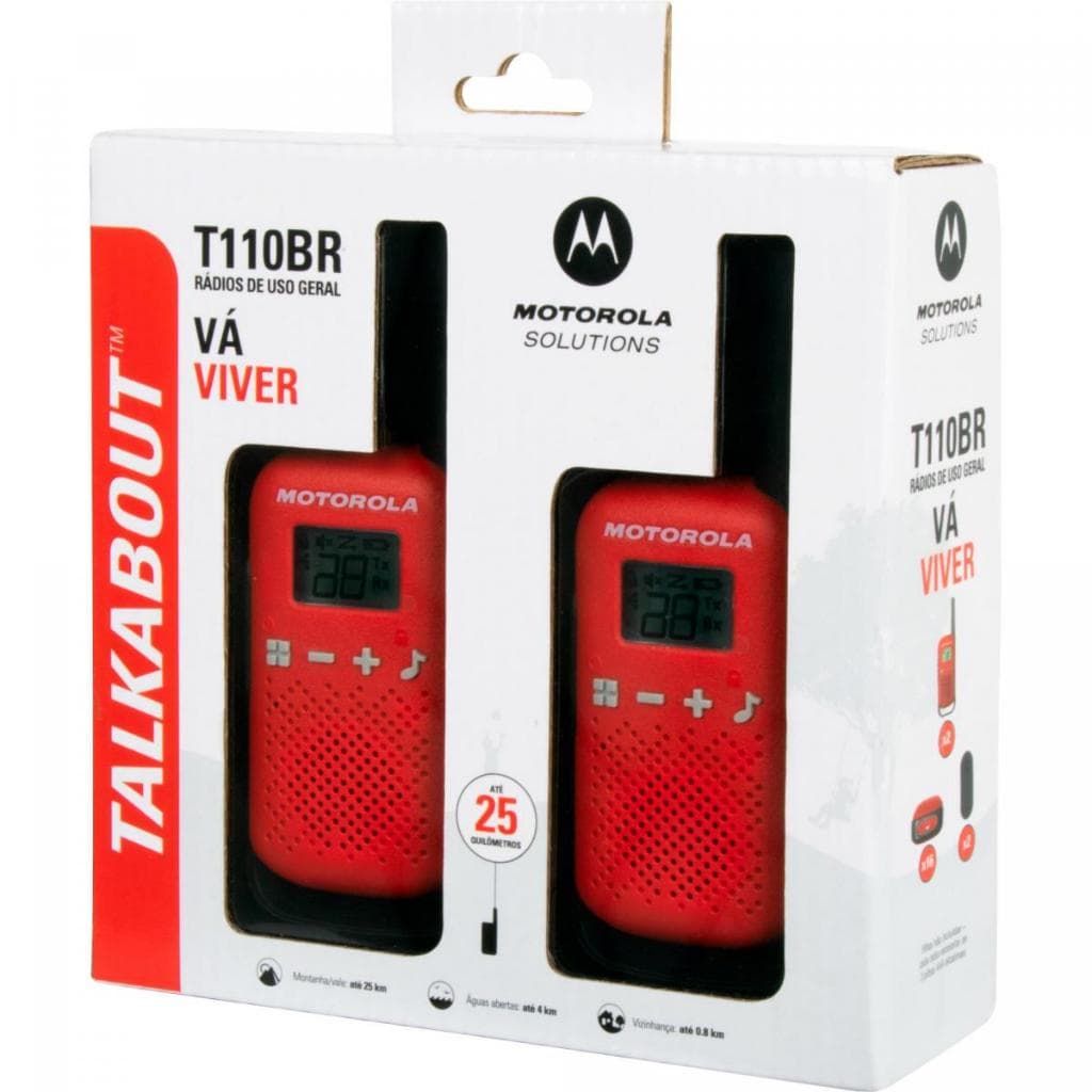 Rádio Comunicador Motorola Talkabout T110BR, 26 Canais, 25KM, Vermelho - 7166