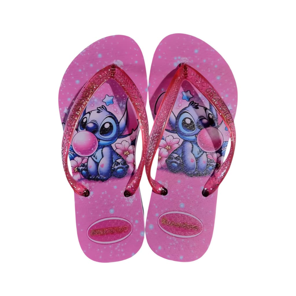 Chinelo Infantil Criança Menina Desenho Azul Lilo Stitch Sandália de Dedo Confortável Promoção Shope