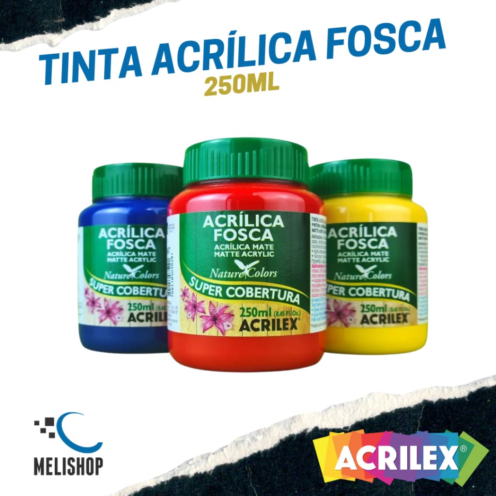 Tinta Acrílica Fosca 250ml Super Cobertura para Artesanato e Pintura Original Acrilex