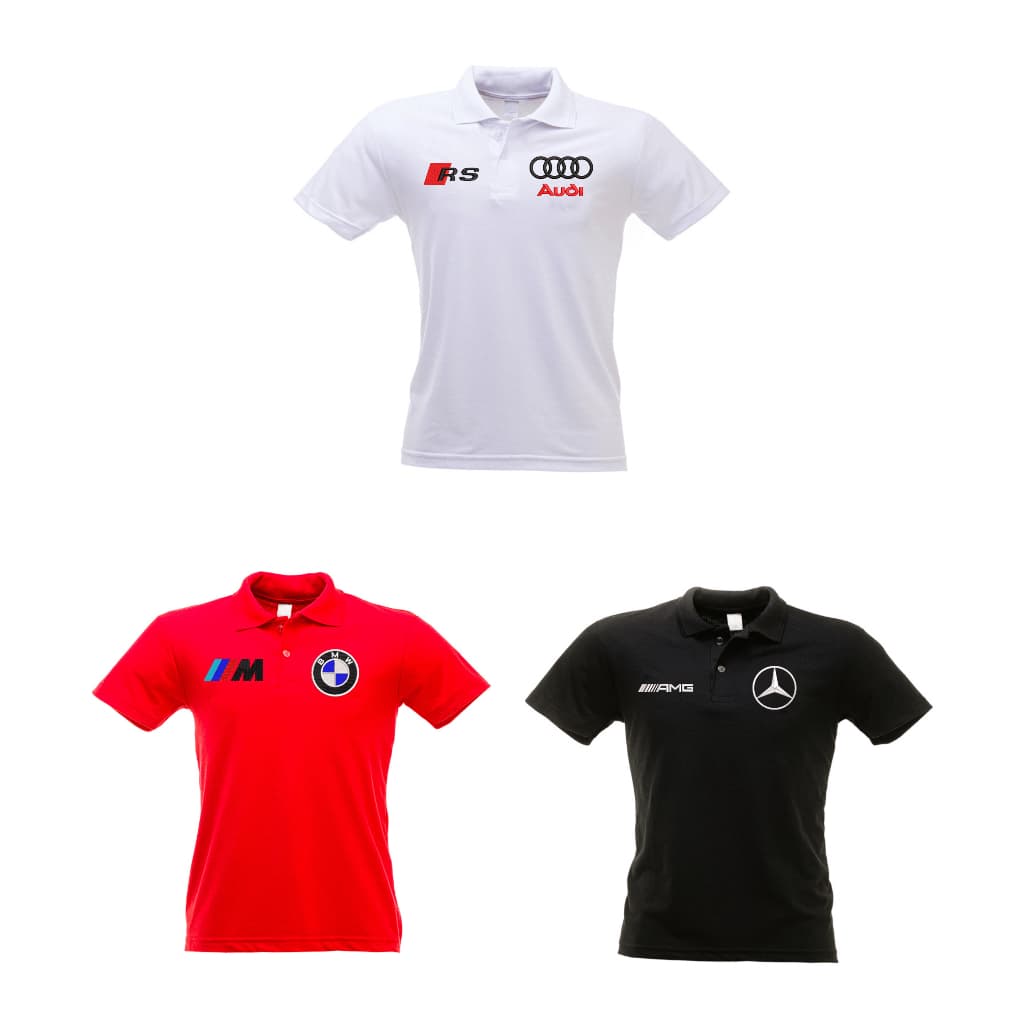 kit 3 Camisas Polo Carros Esportivos Bordadas