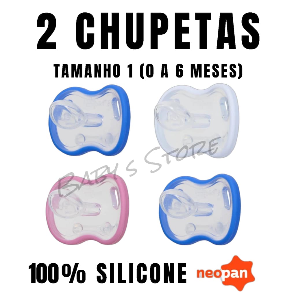 2 CHUPETAS 100% SILICONE BICO ORTODÔNTICO TAMANHO 1  MENORES DE 6 MESES - NEOPAN