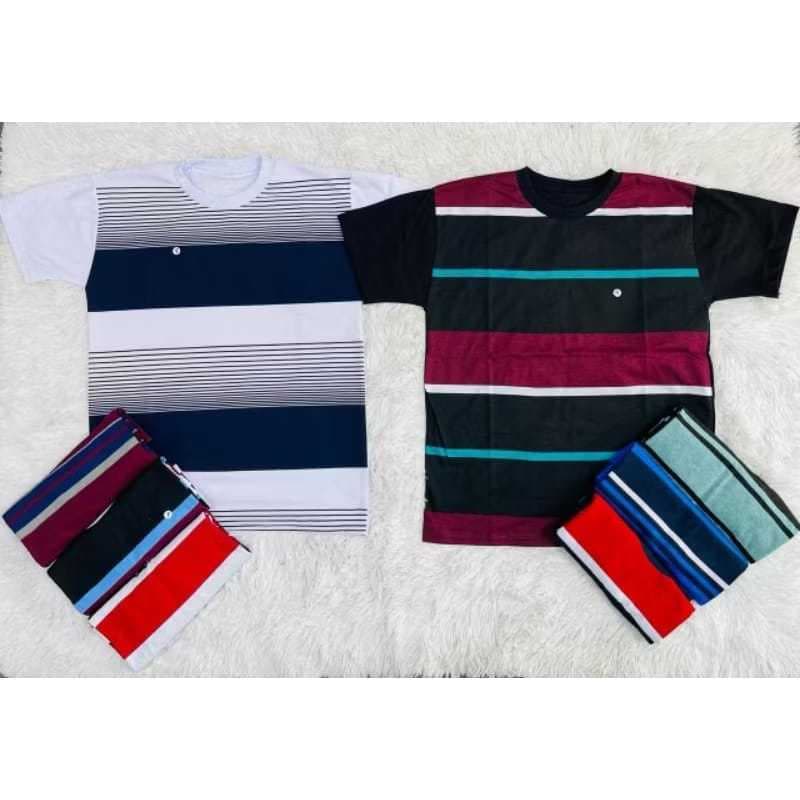 kit 3 camisetas listradas  algodão masculina algodão estampado