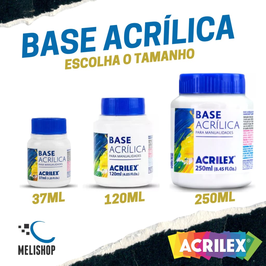 Base Acrílica para Artesanato Manualidades 37ml 120ml 250ml Acabamento Uniforme Acrilex