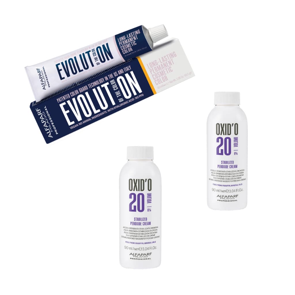 Kit 1 Coloração Evolution Alfaparf 60g + 2 Ox 90ml - Escolha pelo Chat