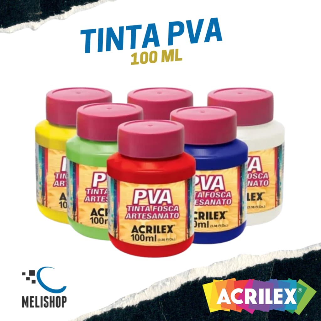 Tinta PVA Fosca para Artesanato 100ml Secagem Rápida Alta Cobertura Original Acrilex