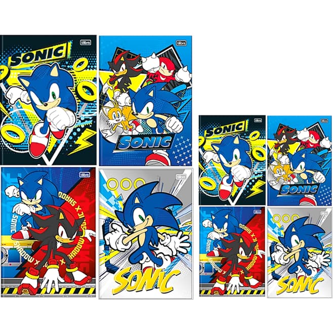 2 Cadernos Brochurão(Grande) + 2 Cadernos Pequeno 1/4 sonic