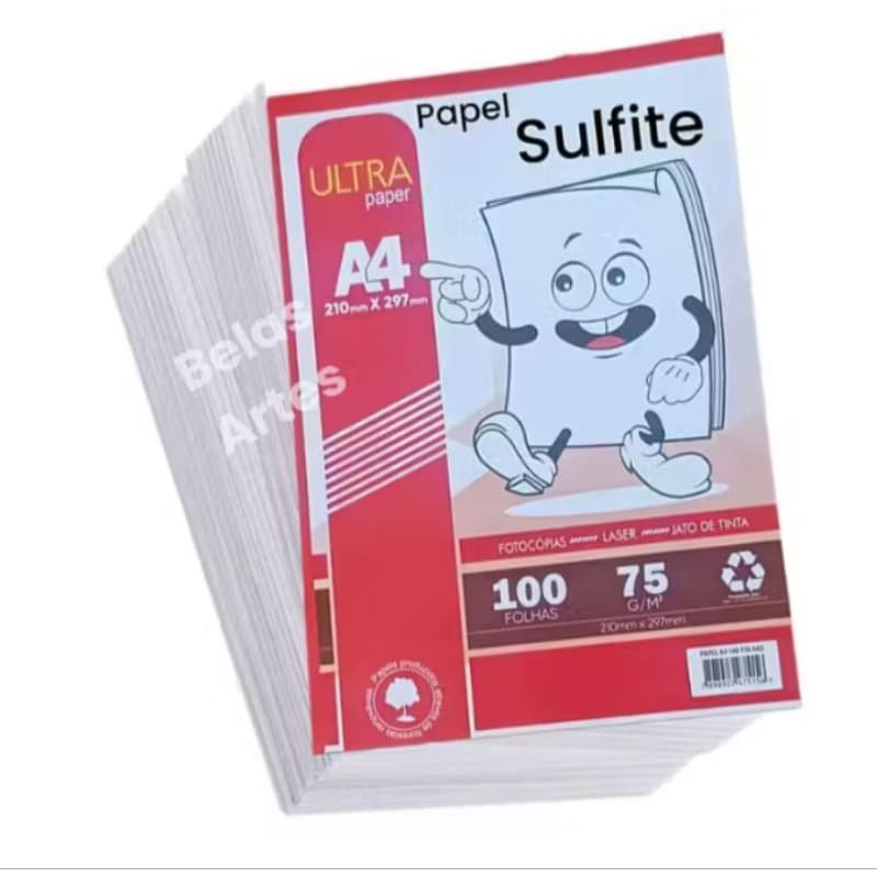 Papel Sulfite A4 Pacote 100 Folhas: Folha de Papel Sulfite A4 Branco Qualidade Premium