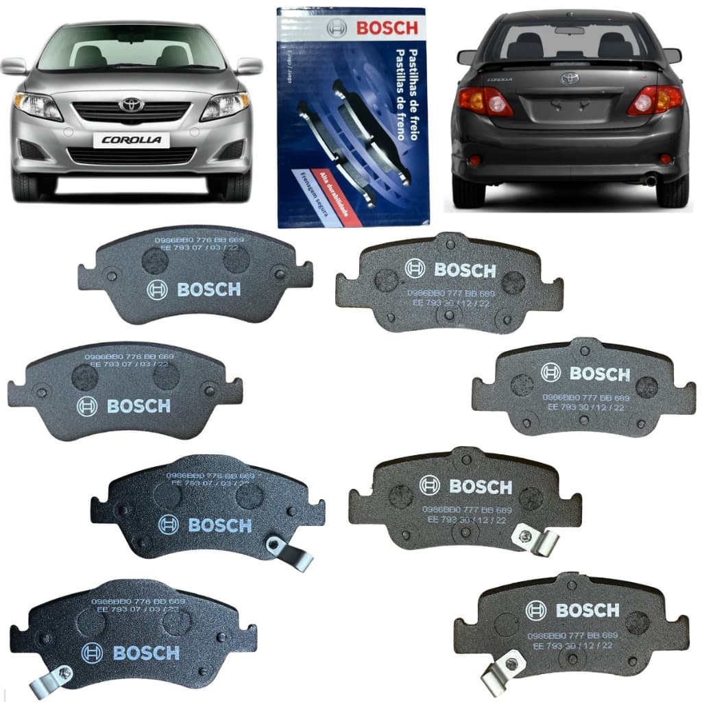 Pastilha De Freio Dianteira e Traseira Corolla 1.6 1.8 2.0 2009 2010 2011 2012 2013 2014 Bosch