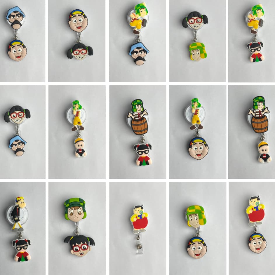 Porta Crachá Retrátil Roller Clip Personalizado Temático Chaves | Chiquinha | Quico | Seu Madruga | Nhonho | Turma