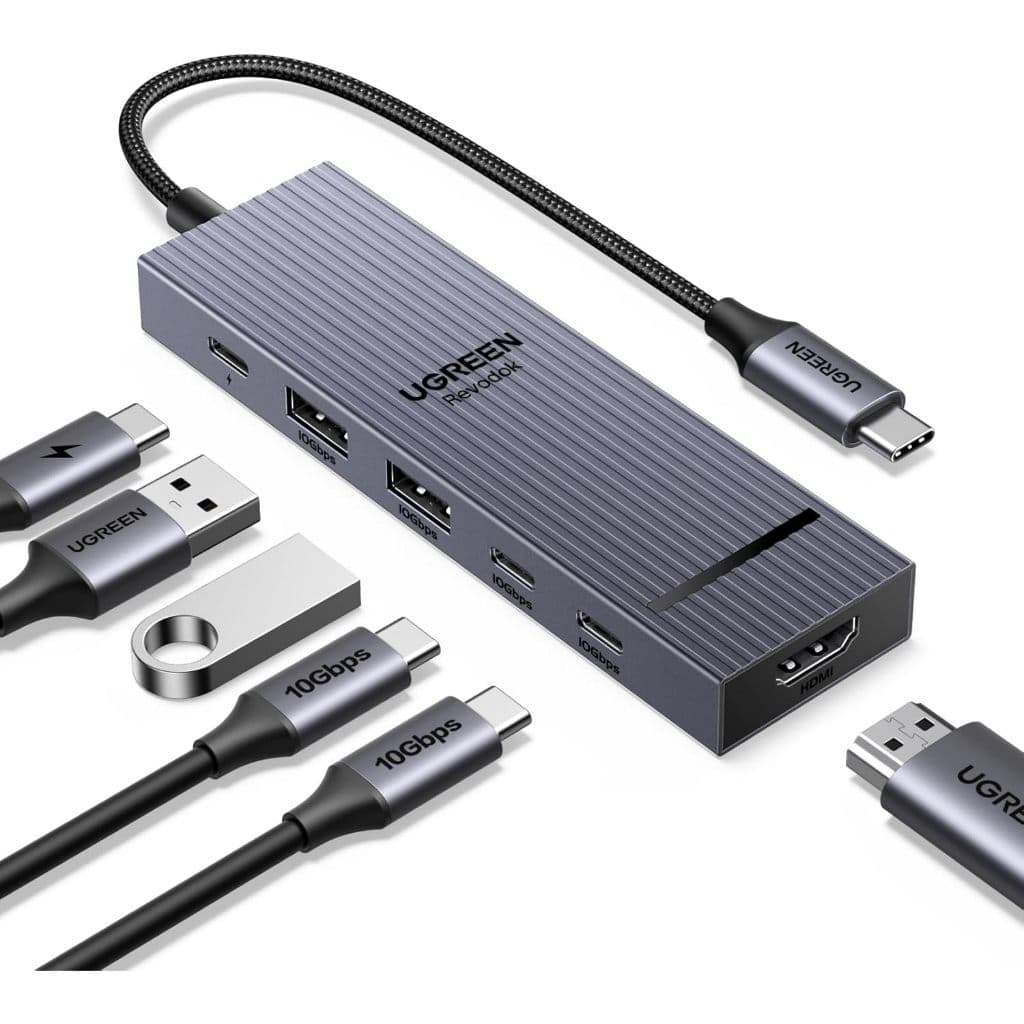 Ugreen Revodok Pro Adaptador Dock ( 6 em 1 ) Thunderbolt 3/4 Hub USB C para USB 3.2 10Gbps Gen 2 hdmi 4K 60Hz tipo C pd