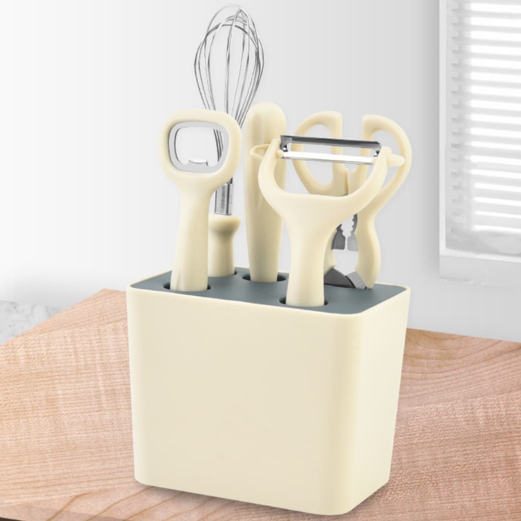 Kit Utensílios Descascador 6 Peças Auxiliar De Cozinha Aço Inox