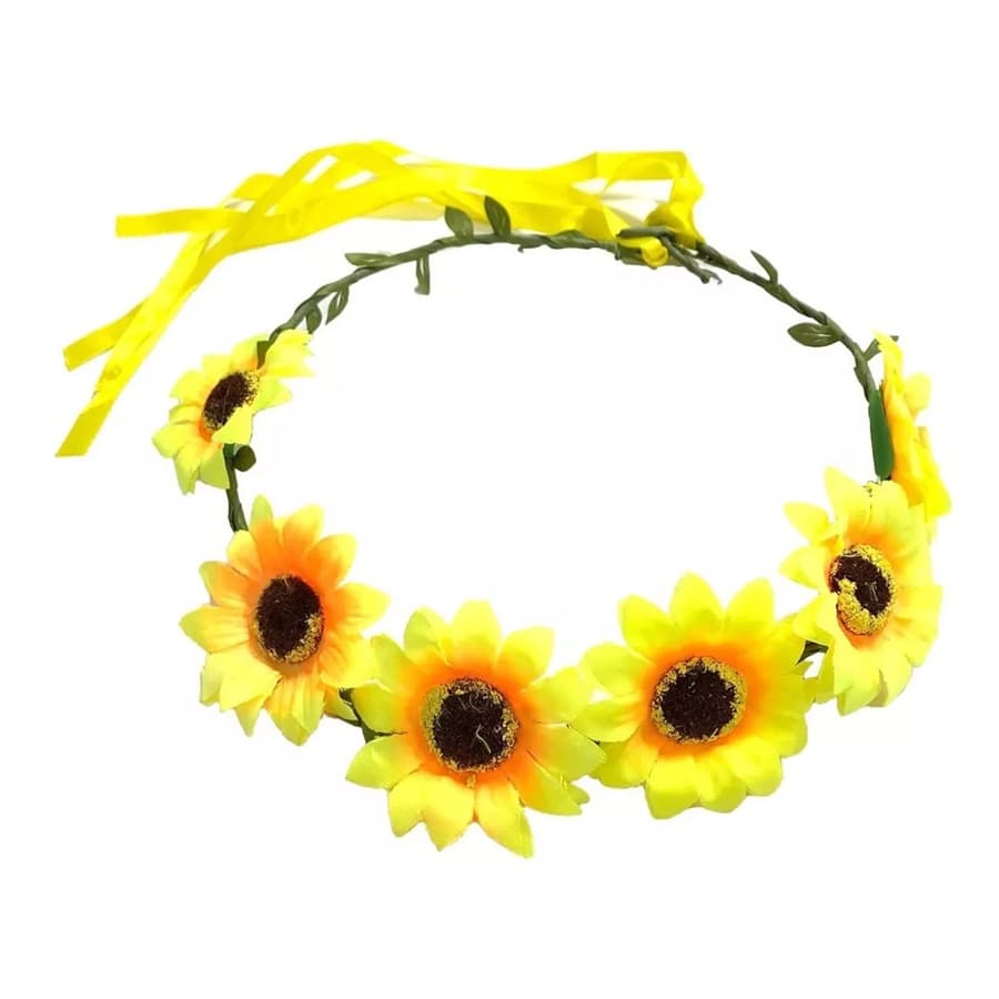 Coroa Tiara De Girassol Acessório P/ Festa Fantasia Carnaval Cor Amarelo