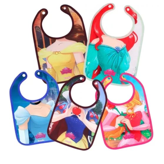 Babador com Botão Disney Baby Princesas/Pepa Pig Com Bolso BabyGo Bababor com Botão e Porta-Migalhas