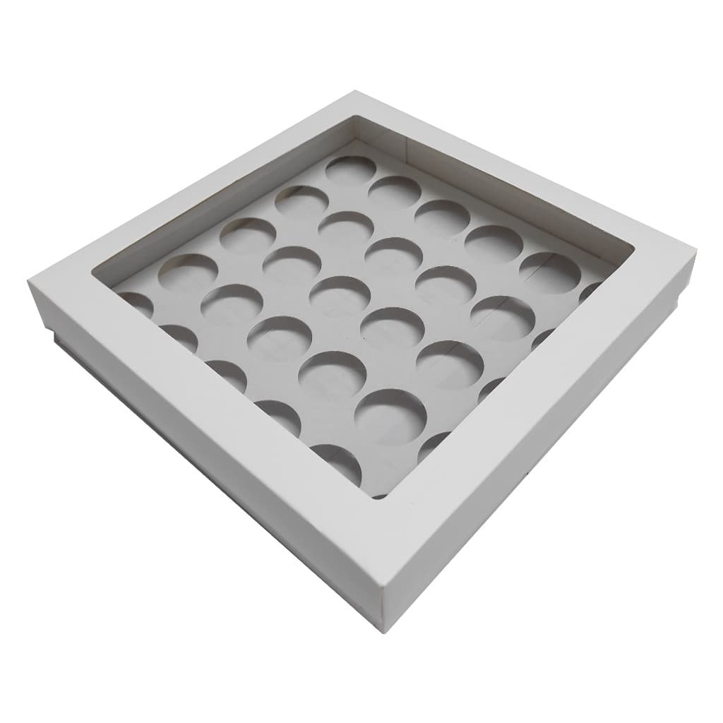 Caixa para 30 Doces com Berço Visor PET 21x21x4 Embalagem