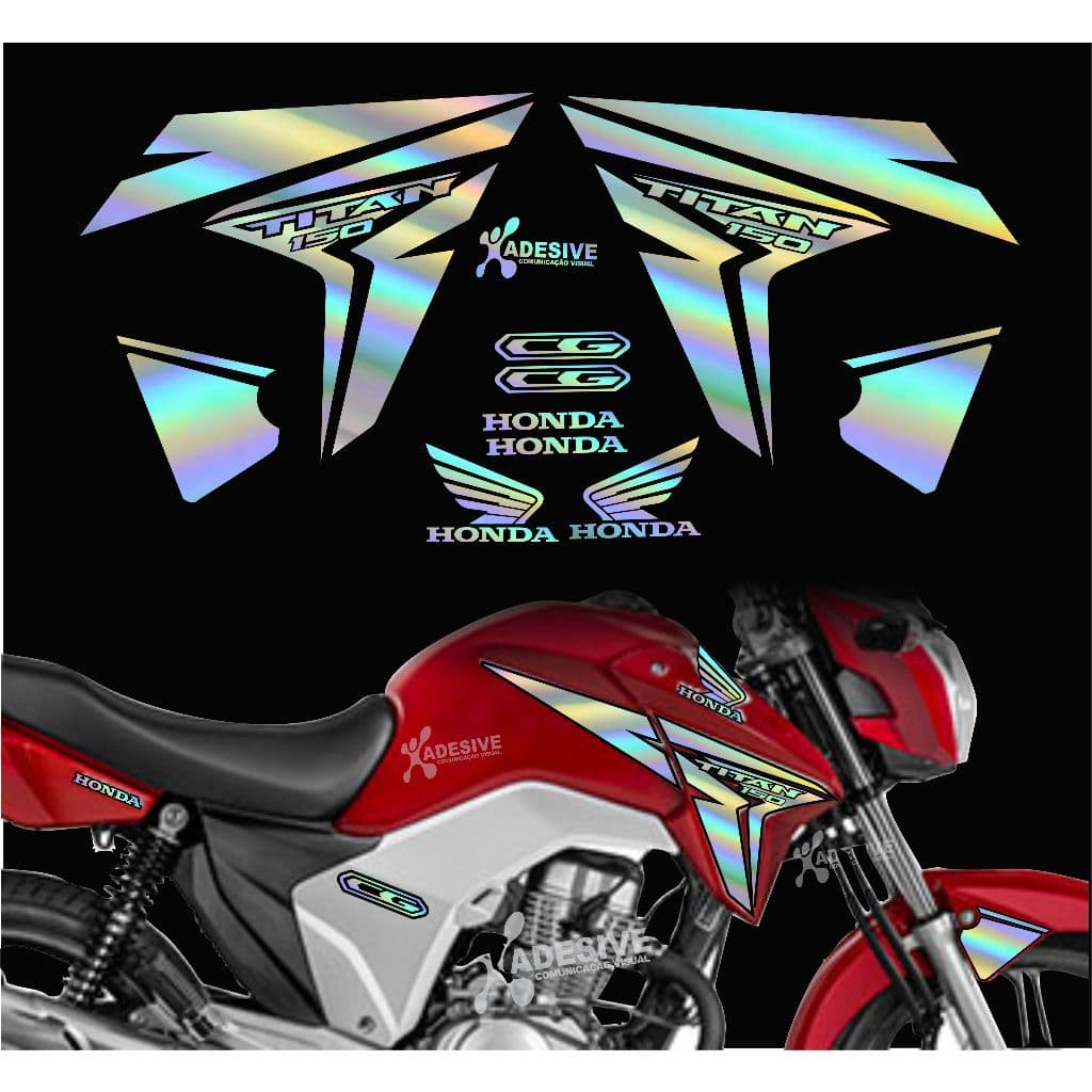 KIT ADESIVOS HOLOGRÁFICO CAMALEÃO  TITAN 150 2014/2015 ( LAMINADO COM UMA PELÍCULA TRANSPARENTE)