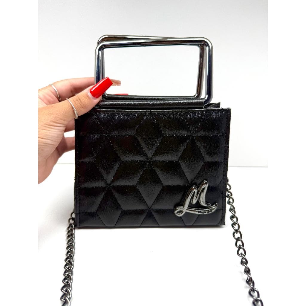 Bolsa Feminina Alça Corrente GRAFITE Pequena Paris de Festa luxo casamento formatura balada Igreja.