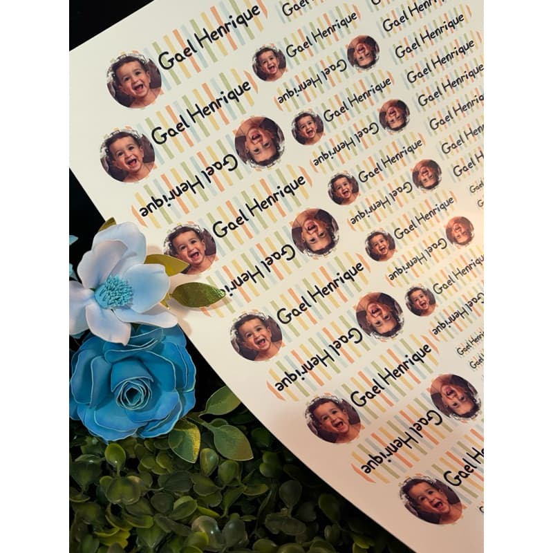 Kit 74 etiquetas escolares personalizada com foto da criança/Material escolar
