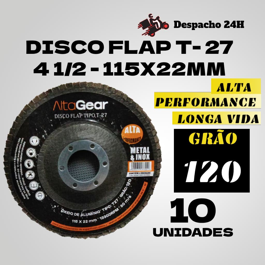Disco Flap - T27 Grão:120 - 10 unidades