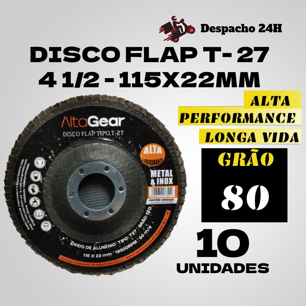 Disco Flap - T27 Grão:80 - 10 unidades