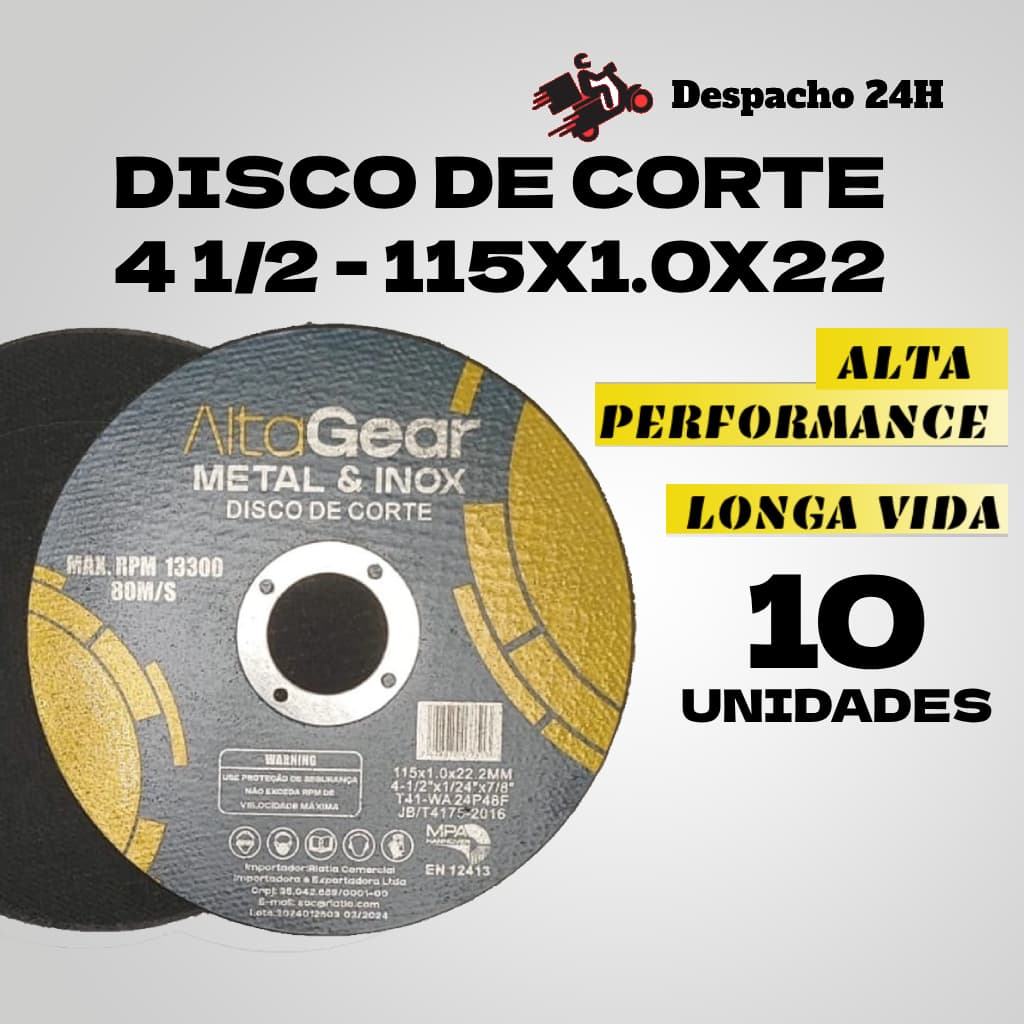 Kit 10 Disco de Corte Aço Inox Pequeno e Fino Para Lixadeira Esmerilhadeira 4.1/
