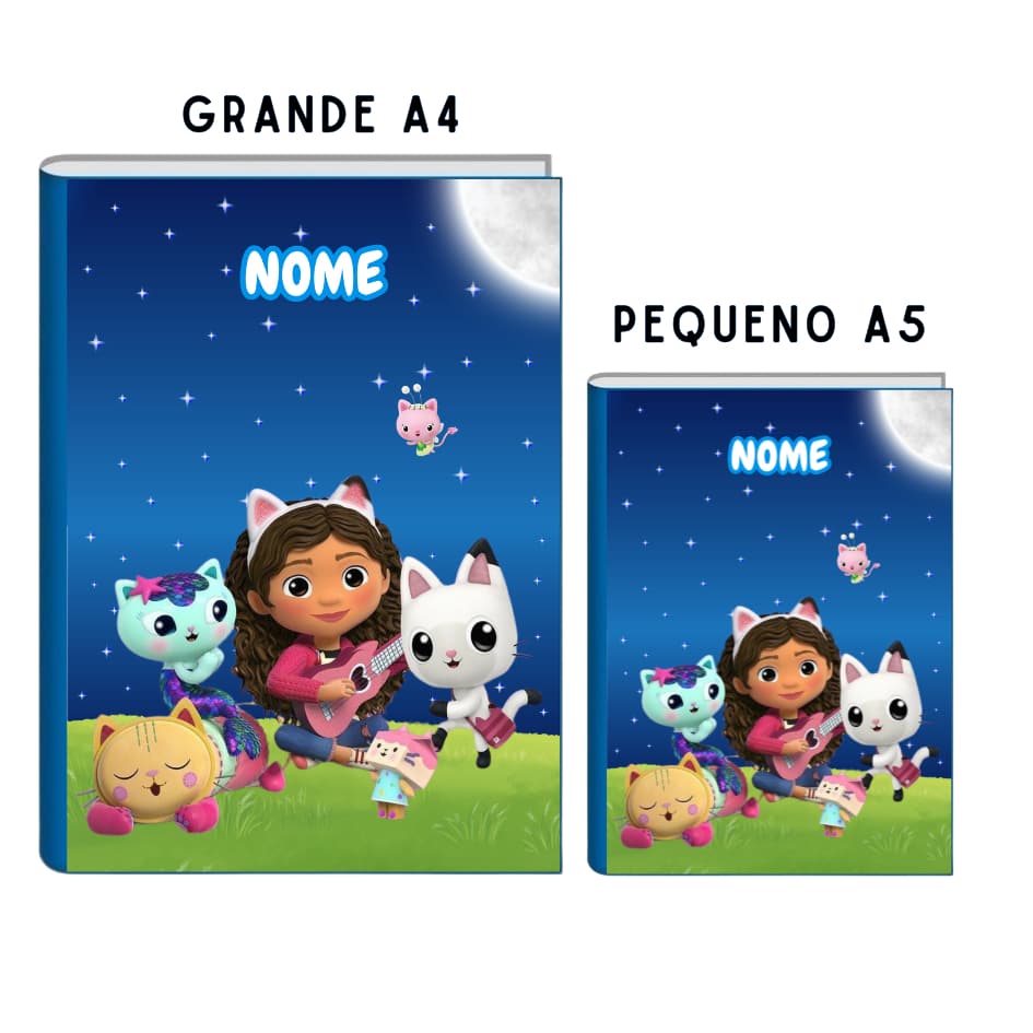 Kit 2 Cadernos Personalizado A CASA MÁGICA DA GABBY - Grande e Mini - 96 folhas