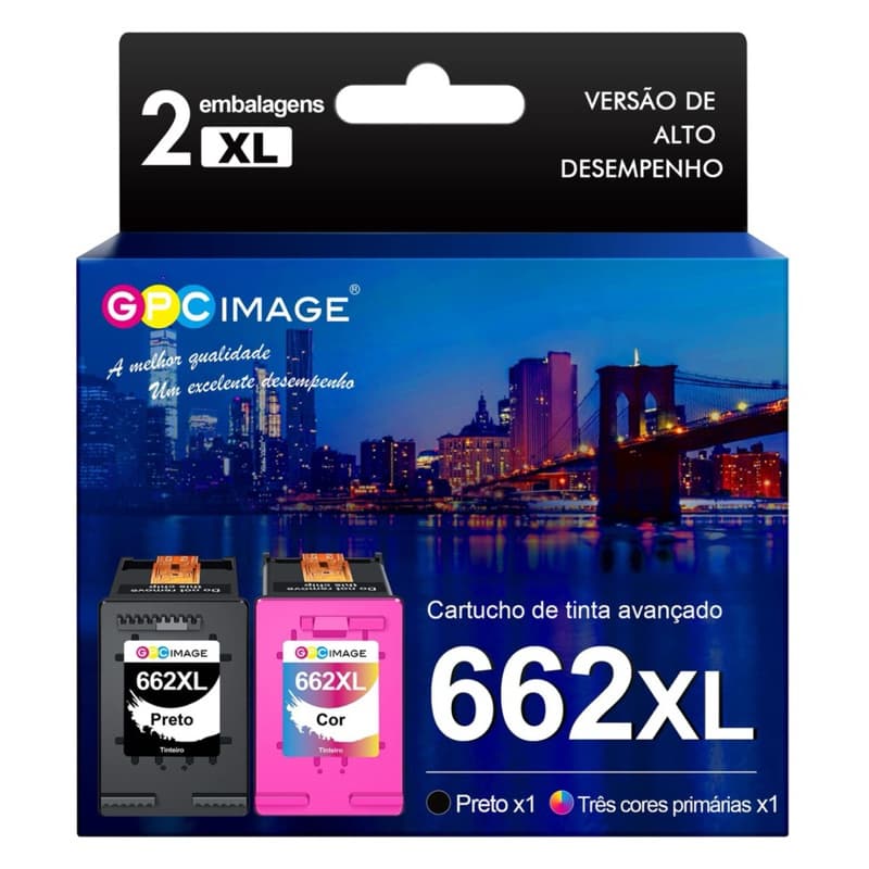 Kit 2 Cartucho De Tinta 662 662 Xl Para Hp 662xl 3516 Preto