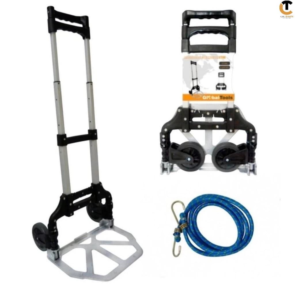 Carrinho de Mão para carga Multiuso Alumínio com corda Dobrável para Carga Suporta até 80Kg Compacto, Resistente e Fácil