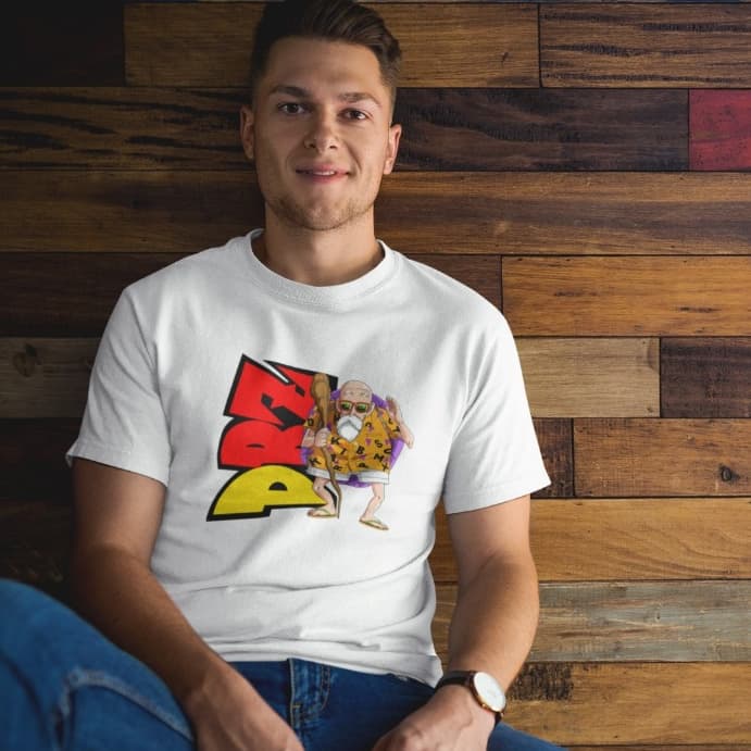 Camiseta branca básica estampa de desenho animado DBZ, camiseta masculina