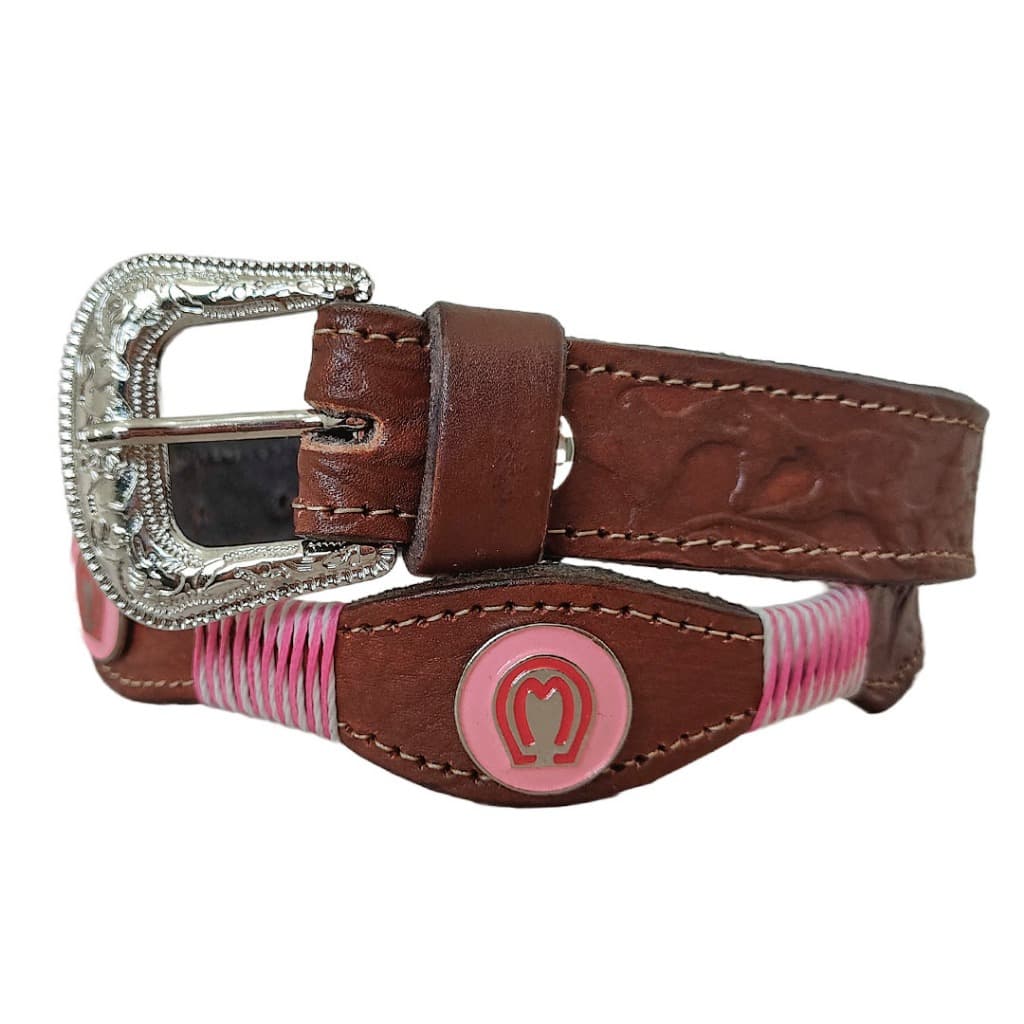 Cinto Feminino Country Em Couro Mangalarga Rosa Elegante