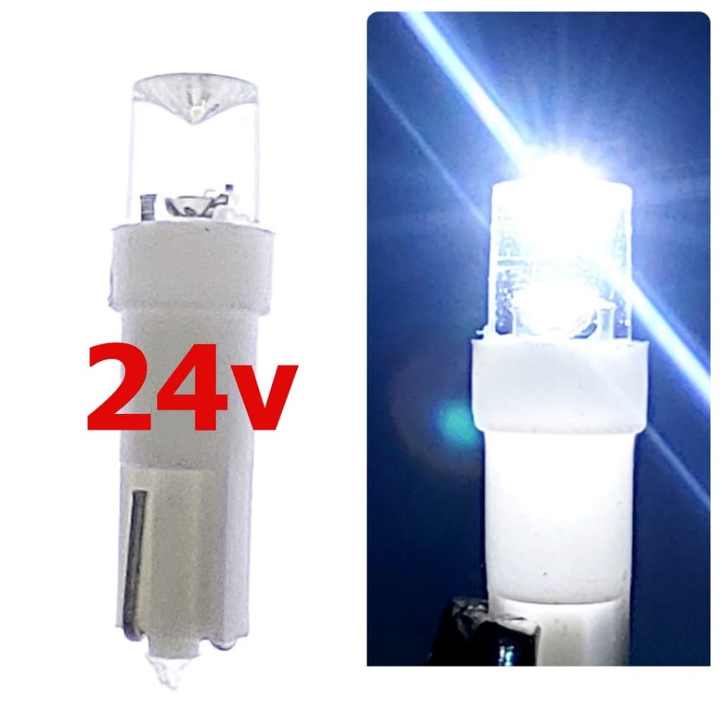 10 x Lâmpada automotiva T5 24v Branco painel pinguinho caminhão