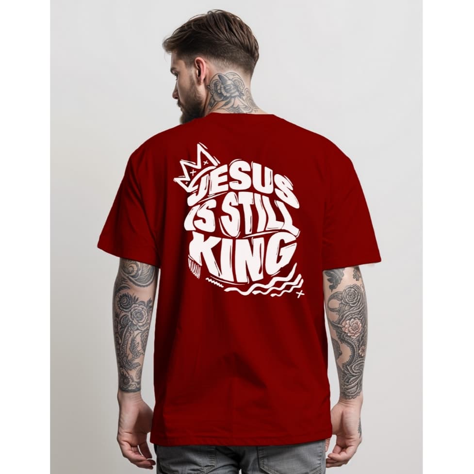 Blusa Masculina Camiseta Básica Cristã Jesus Is Still King 100% Algodão Religiosa
