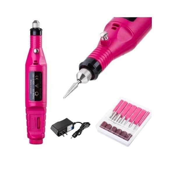 Lixa Rosinha Caneta Lixadeira Motor Unha Elétrica Profissional Bivolt Rosa