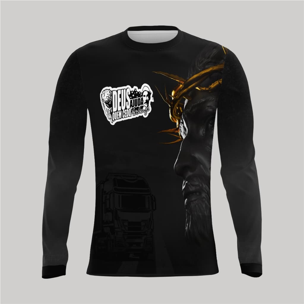 camisa manga longa caminhoneiro caminhão nunca foi sorte sempre foi Deus