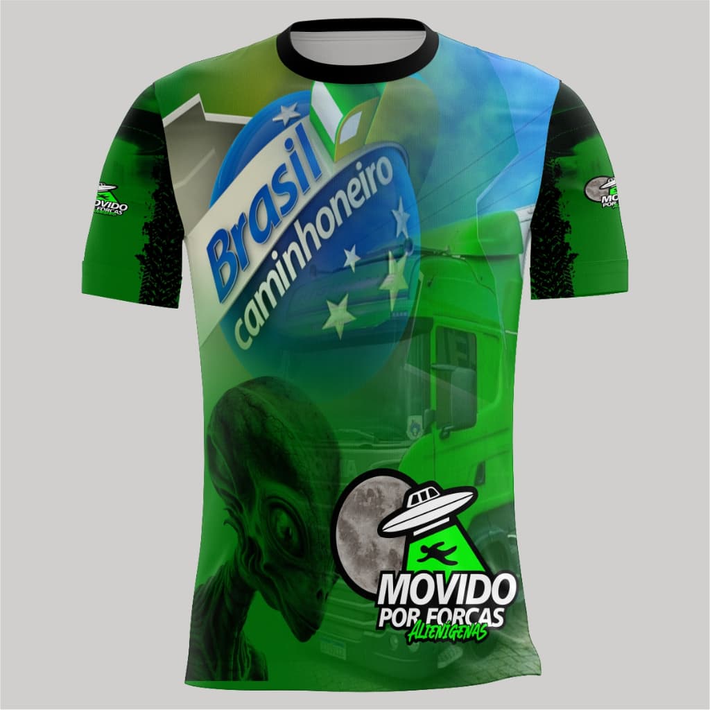 camiseta camisa caminhoneiro movido por forças alienígenas