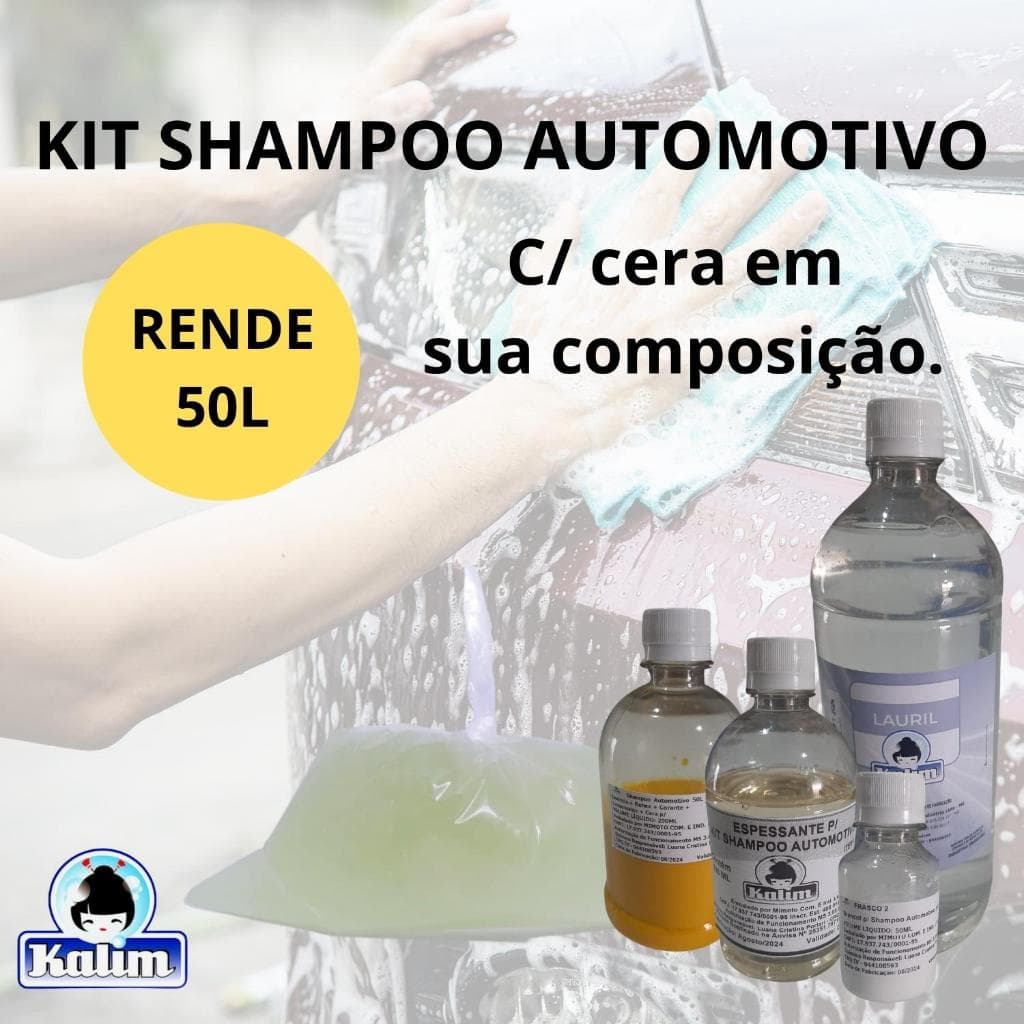 Shampoo P/ Carro Automotivo C/ Cera Kit P/ Fabricar 50 L